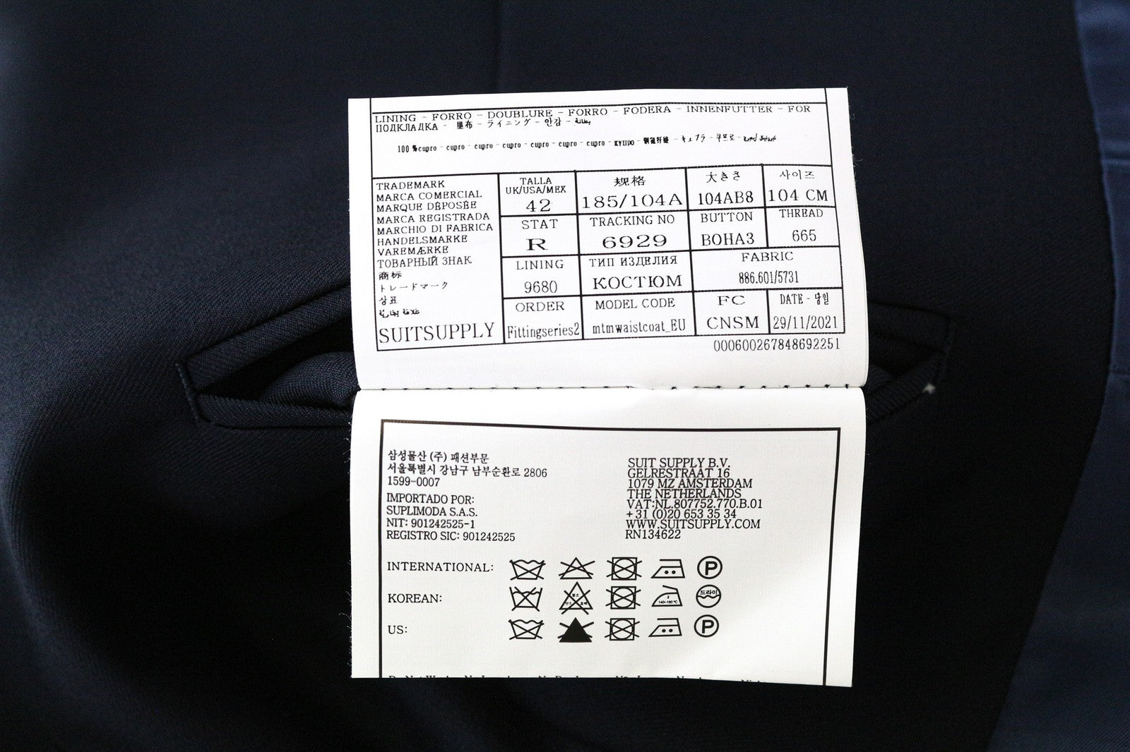 SUITSUPPLY Ferrara Men's Waistcoat UK42R Blue Wool Single Breasted Smart Vest