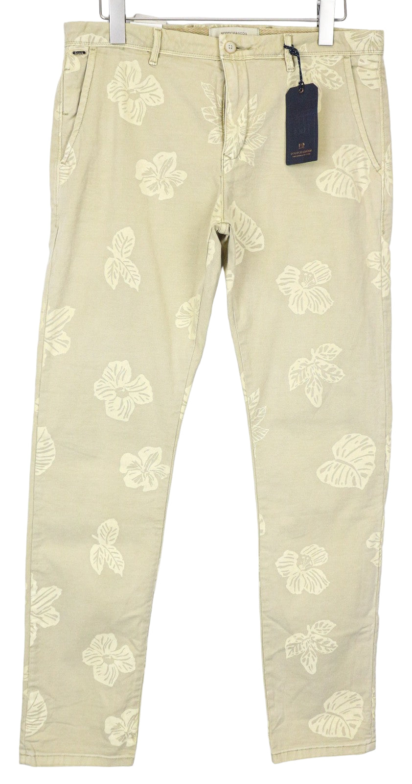 SCOTCH & SODA Warren Men's Pants W33/L34 Brown Patterned Straight Stretch Fit