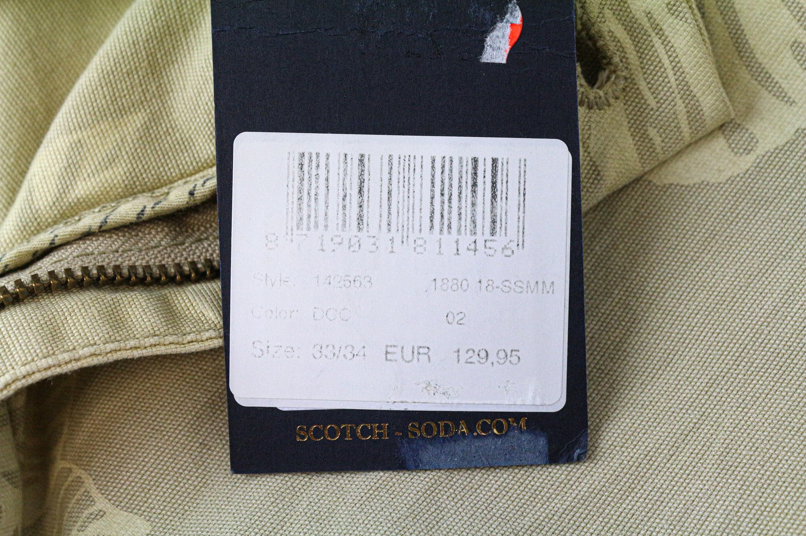 SCOTCH & SODA Warren Men's Pants W33/L34 Brown Patterned Straight Stretch Fit