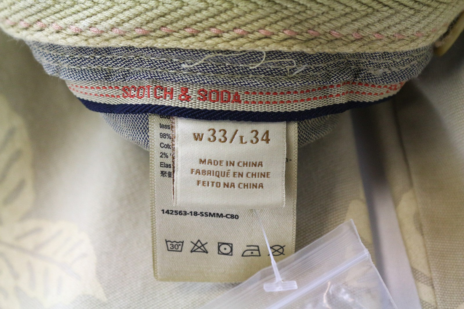 SCOTCH & SODA Warren Men's Pants W33/L34 Brown Patterned Straight Stretch Fit