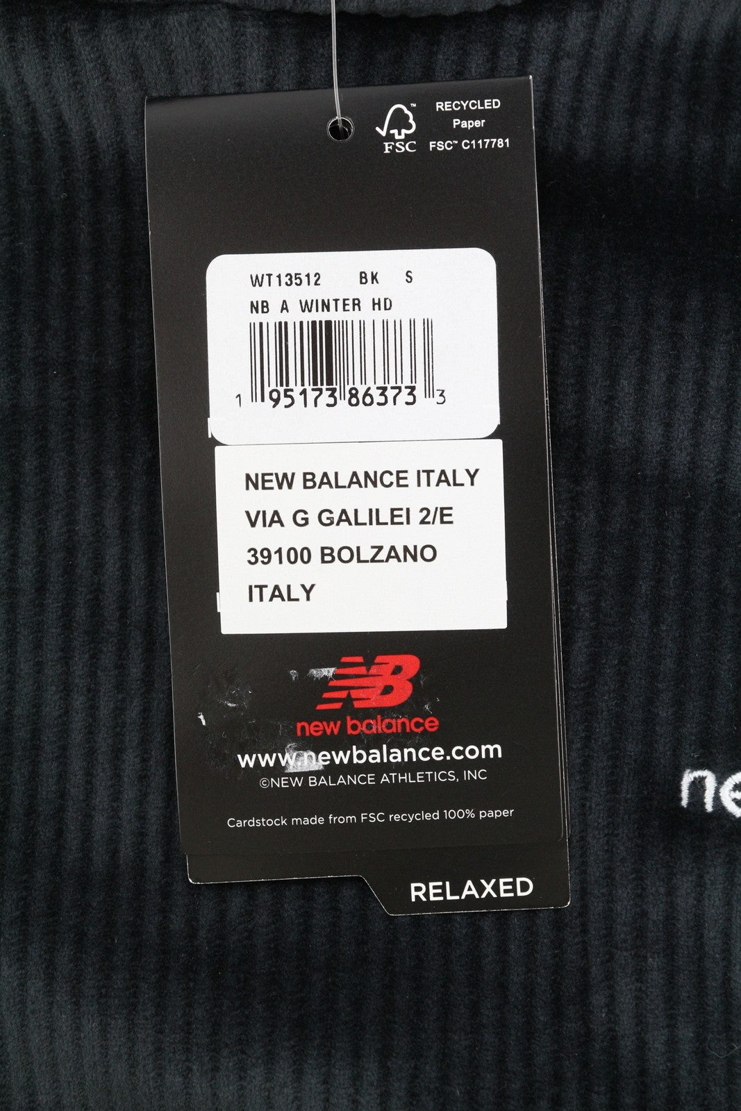 NEW BALANCE Women Hoodie S Black Soft Corduroy Oversized Loose Fit Pullover