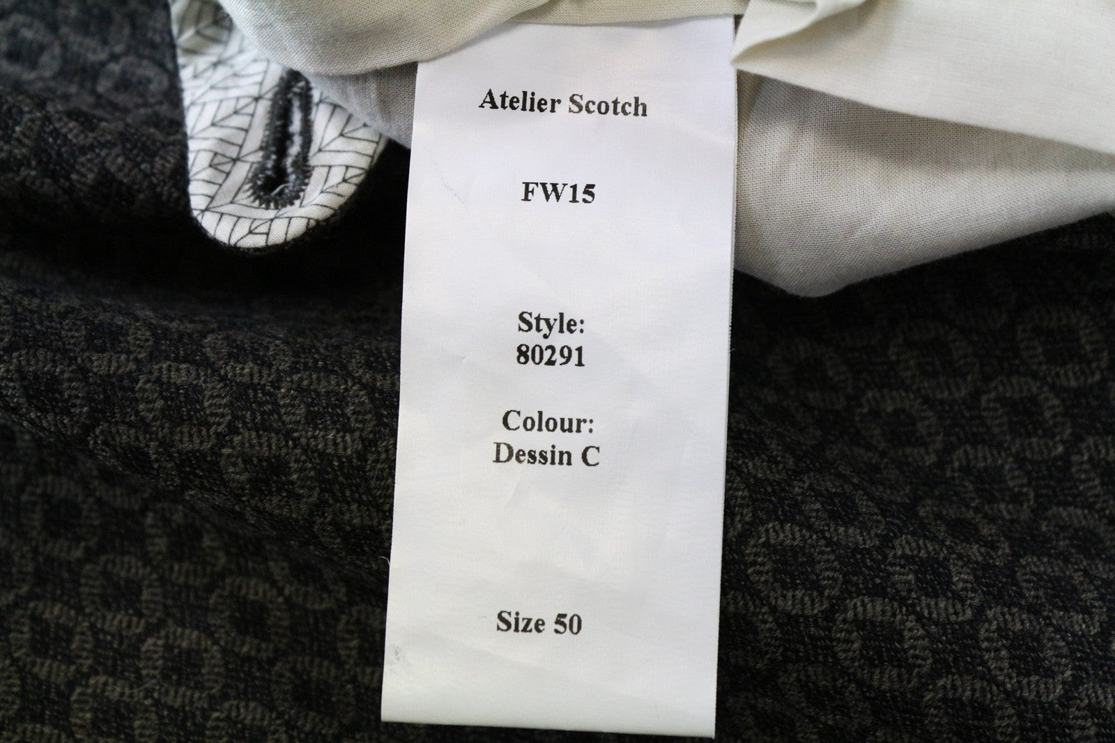 SCOTCH & SODA Atelier Men's Pleated Pants 50 Grey Brown Classic Patterned Fit