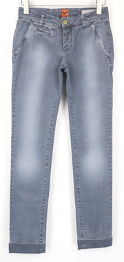 GOOD GENES Women's Chino Pants W26/L33 Grey Cotton Stretch Jean Style Trousers