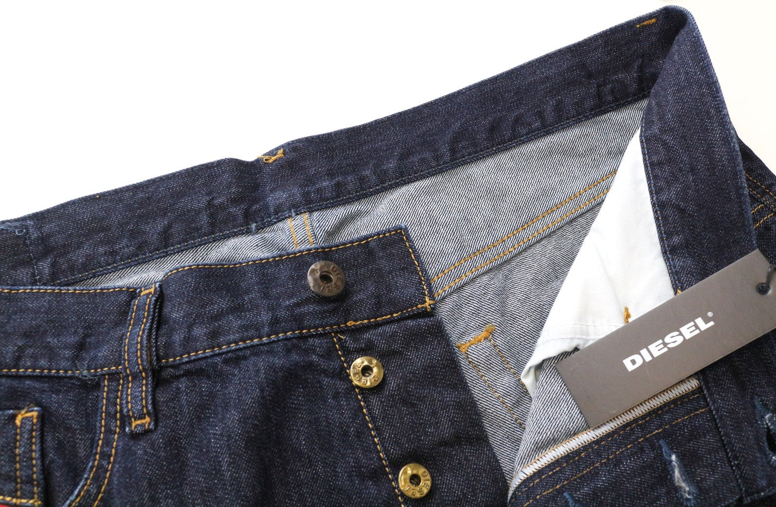 DIESEL Mharky 0091J Men's Jeans W34 Slim Fit Pure Cotton Dark Blue Five Pocket