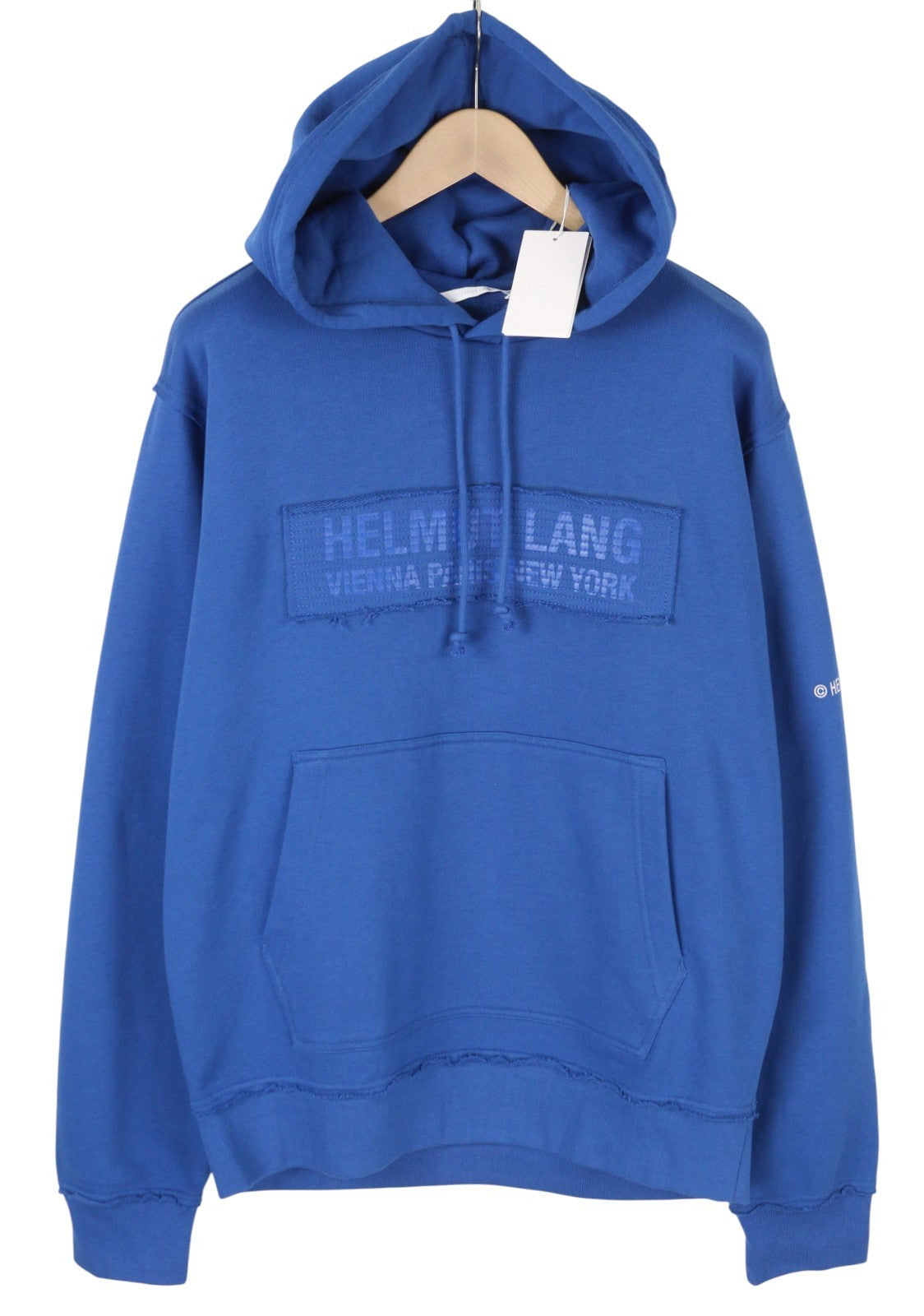 HELMUT LANG Trapunto Men Hoodie M Blue Kangaroo Pocket Hooded Pullover RRP299