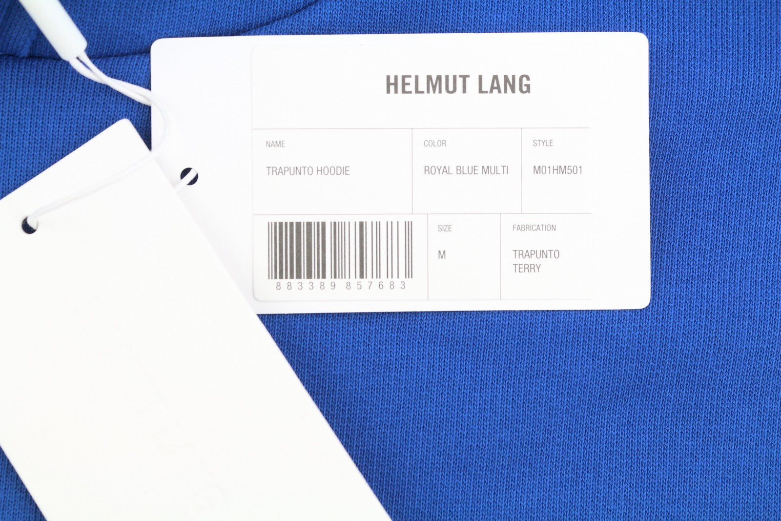 HELMUT LANG Trapunto Men Hoodie M Blue Kangaroo Pocket Hooded Pullover RRP299