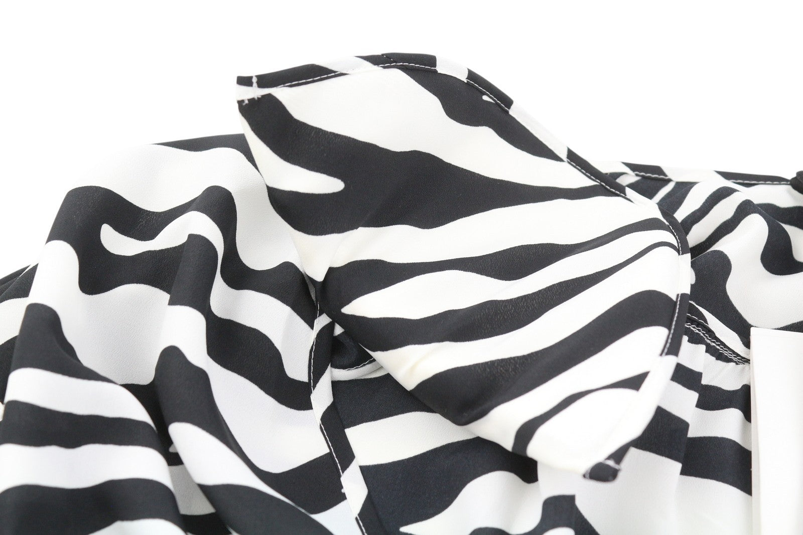 THE ATTICO moteriška suknelė 42 ilgomis rankovėmis, zebro rašto, su diržu, krepinė, apvyniojama maksi suknelė, RRP1199 