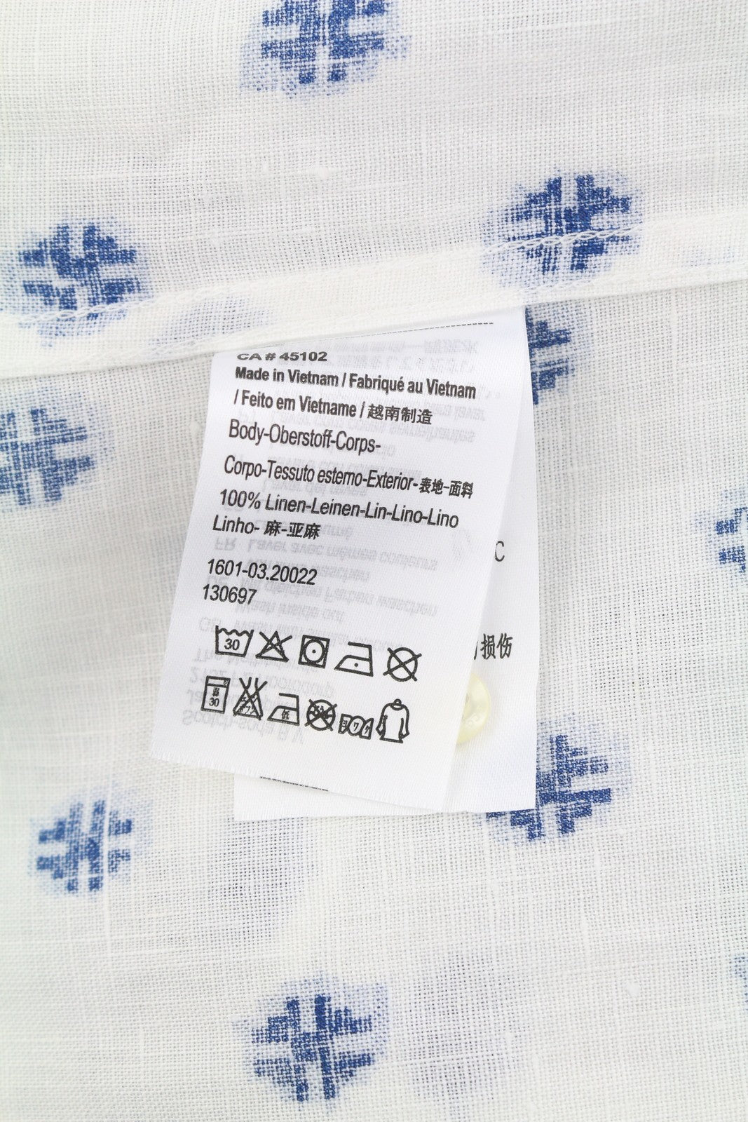 SCOTCH & SODA Men Shirt XL White Patterned Linen Cutaway Button-Up Logo Casual