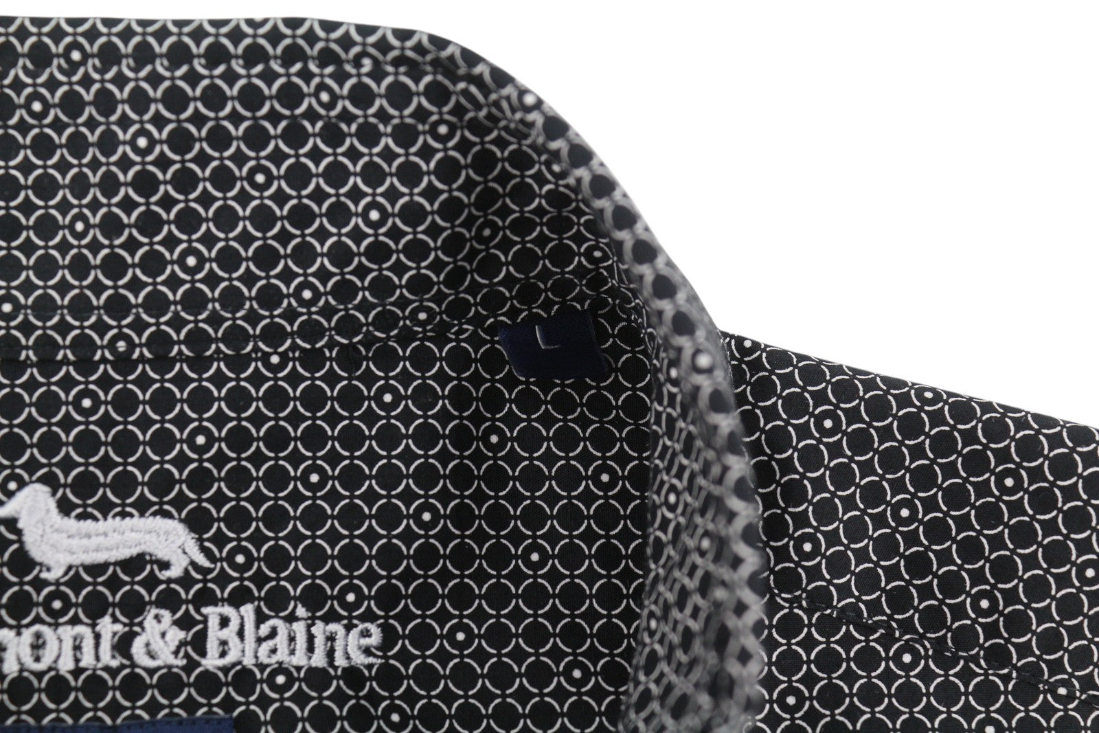 HARMONT & BLAINE Regular Fit Men Shirt L Black Patterned Button-Down Neck Casual