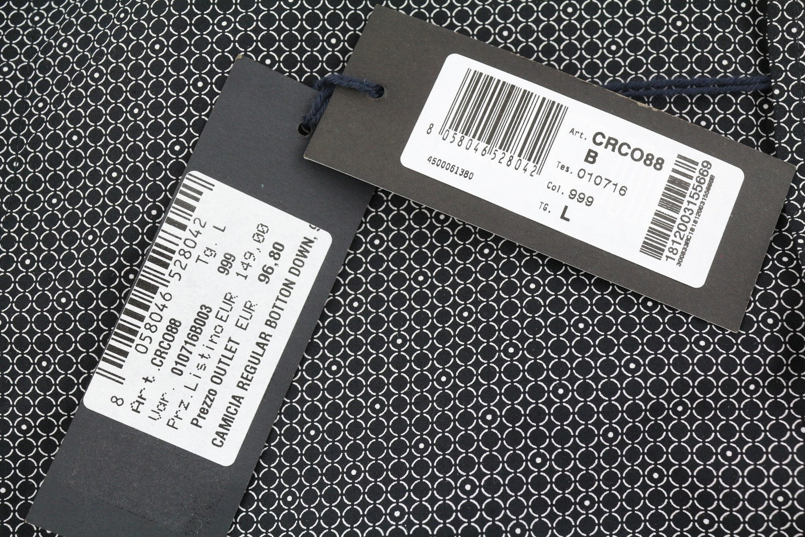 HARMONT & BLAINE Regular Fit Men Shirt L Black Patterned Button-Down Neck Casual