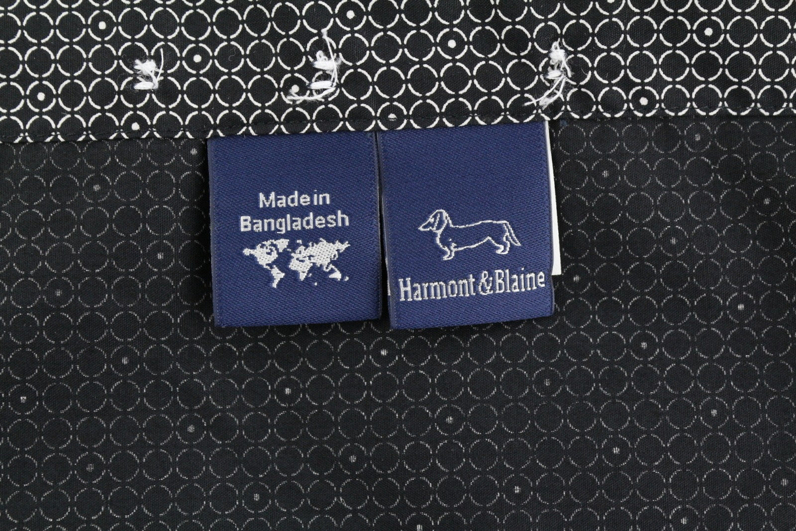 HARMONT & BLAINE Regular Fit Men Shirt L Black Patterned Button-Down Neck Casual