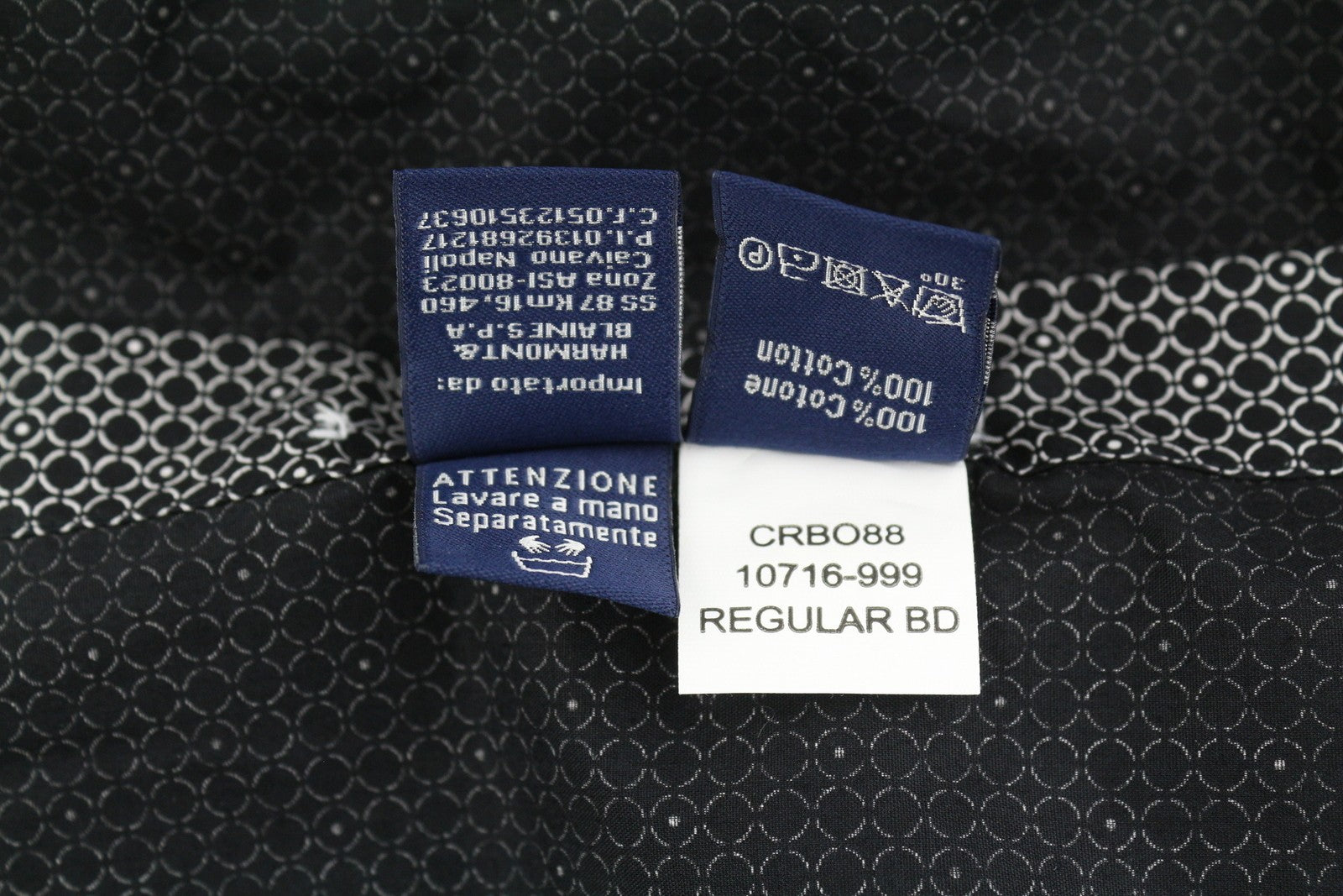 HARMONT & BLAINE Regular Fit Men Shirt L Black Patterned Button-Down Neck Casual