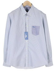 HARMONT & BLAINE Narrow Fit Men Shirt XL Blue Patterned Button-Down Neck Casual