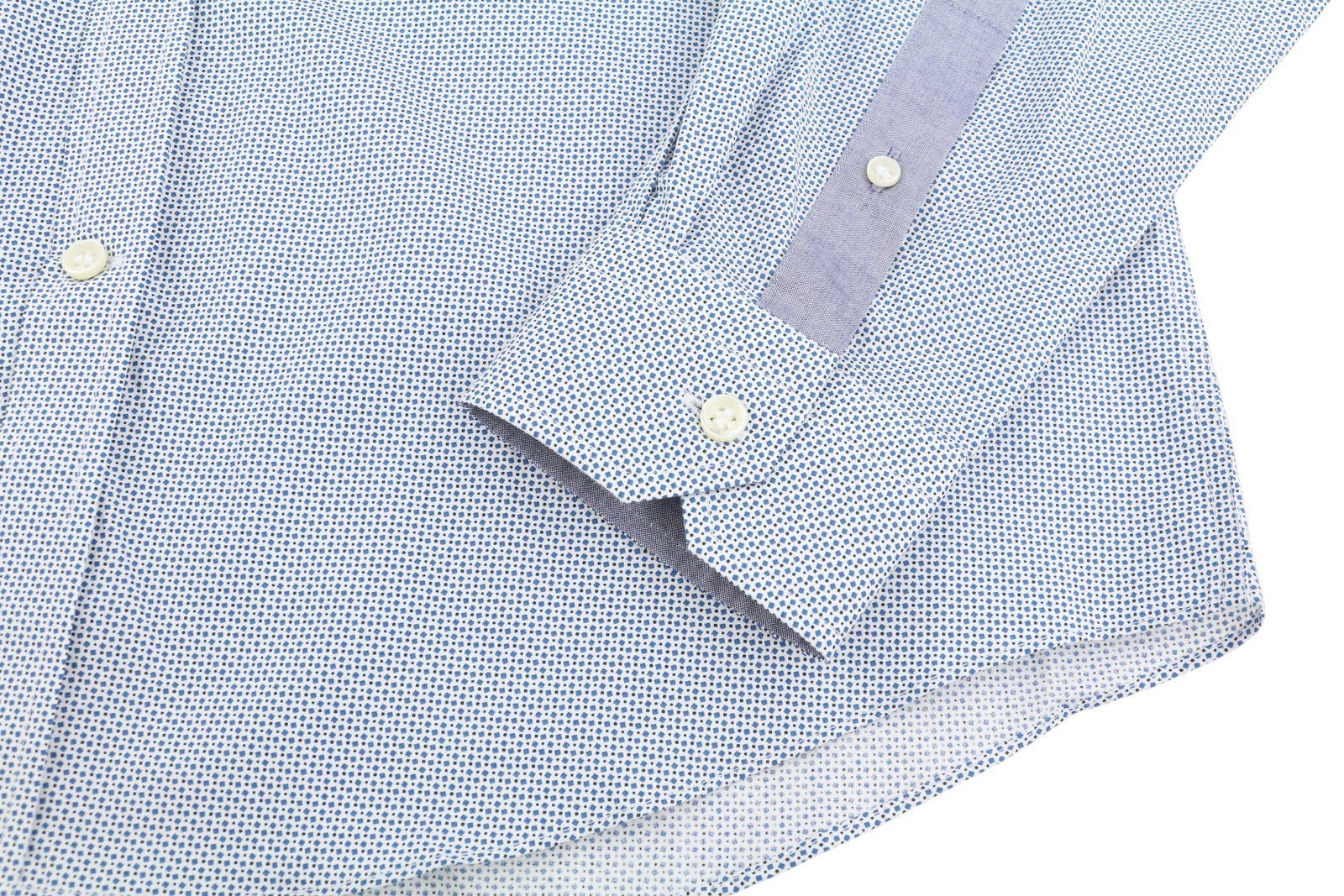 HARMONT & BLAINE Narrow Fit Men Shirt XL Blue Patterned Button-Down Neck Casual