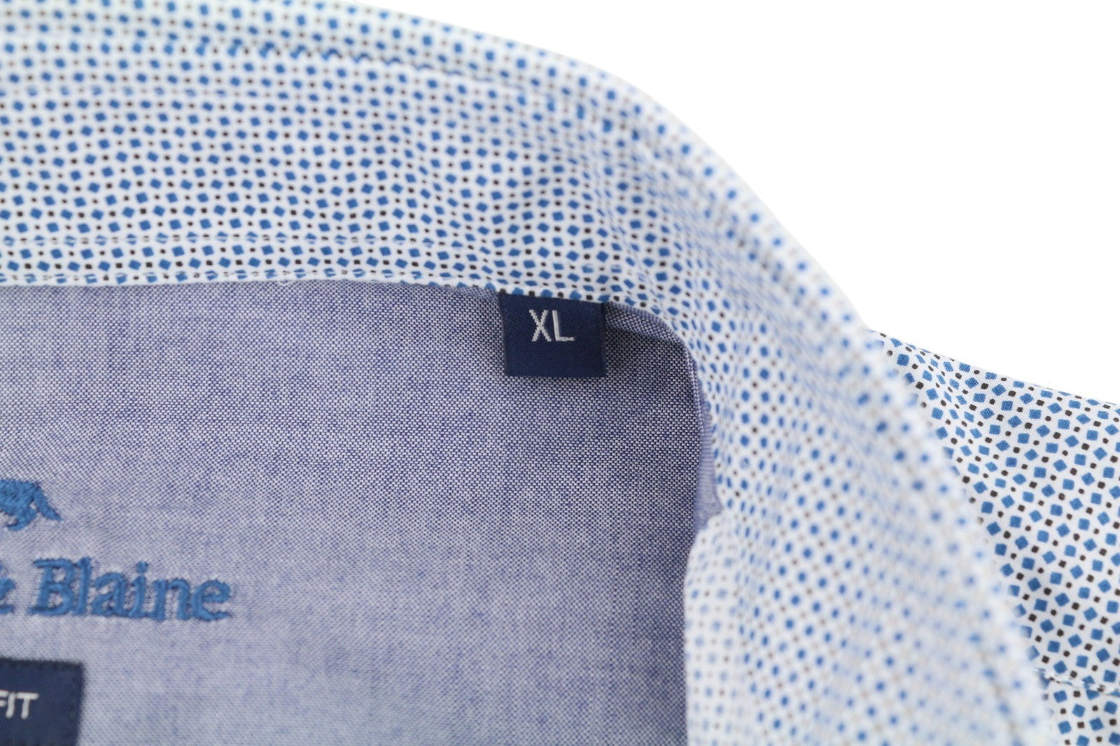 HARMONT & BLAINE Narrow Fit Men Shirt XL Blue Patterned Button-Down Neck Casual