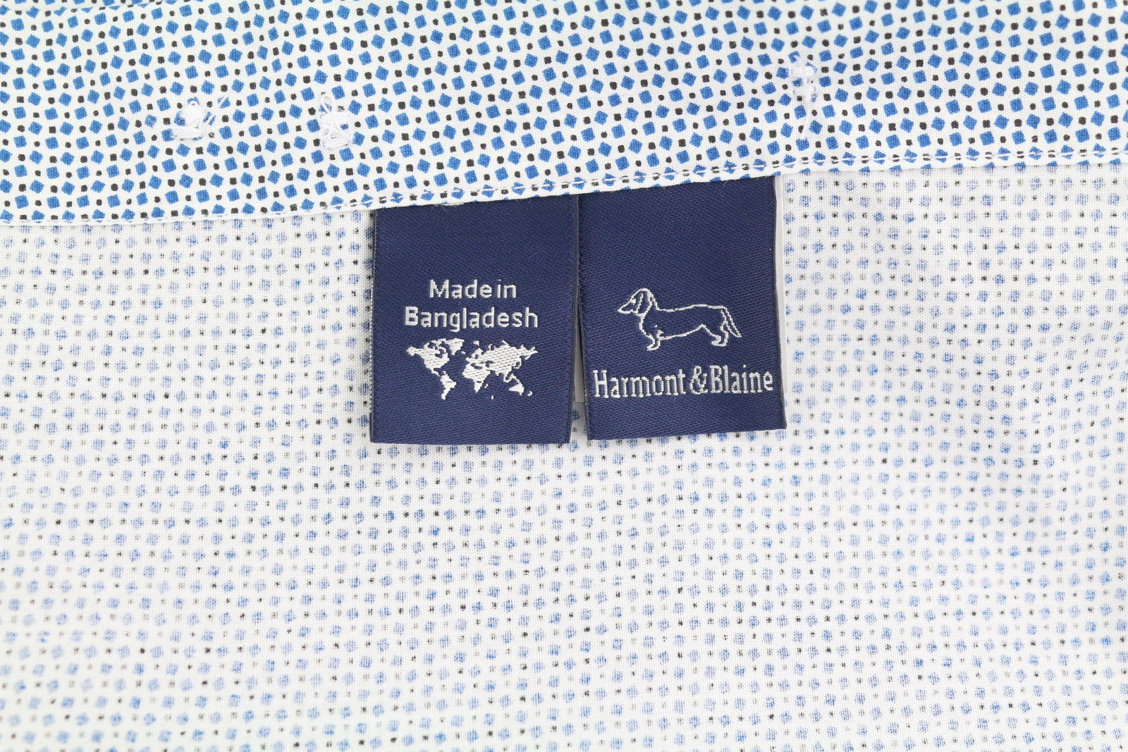 HARMONT & BLAINE Narrow Fit Men Shirt XL Blue Patterned Button-Down Neck Casual