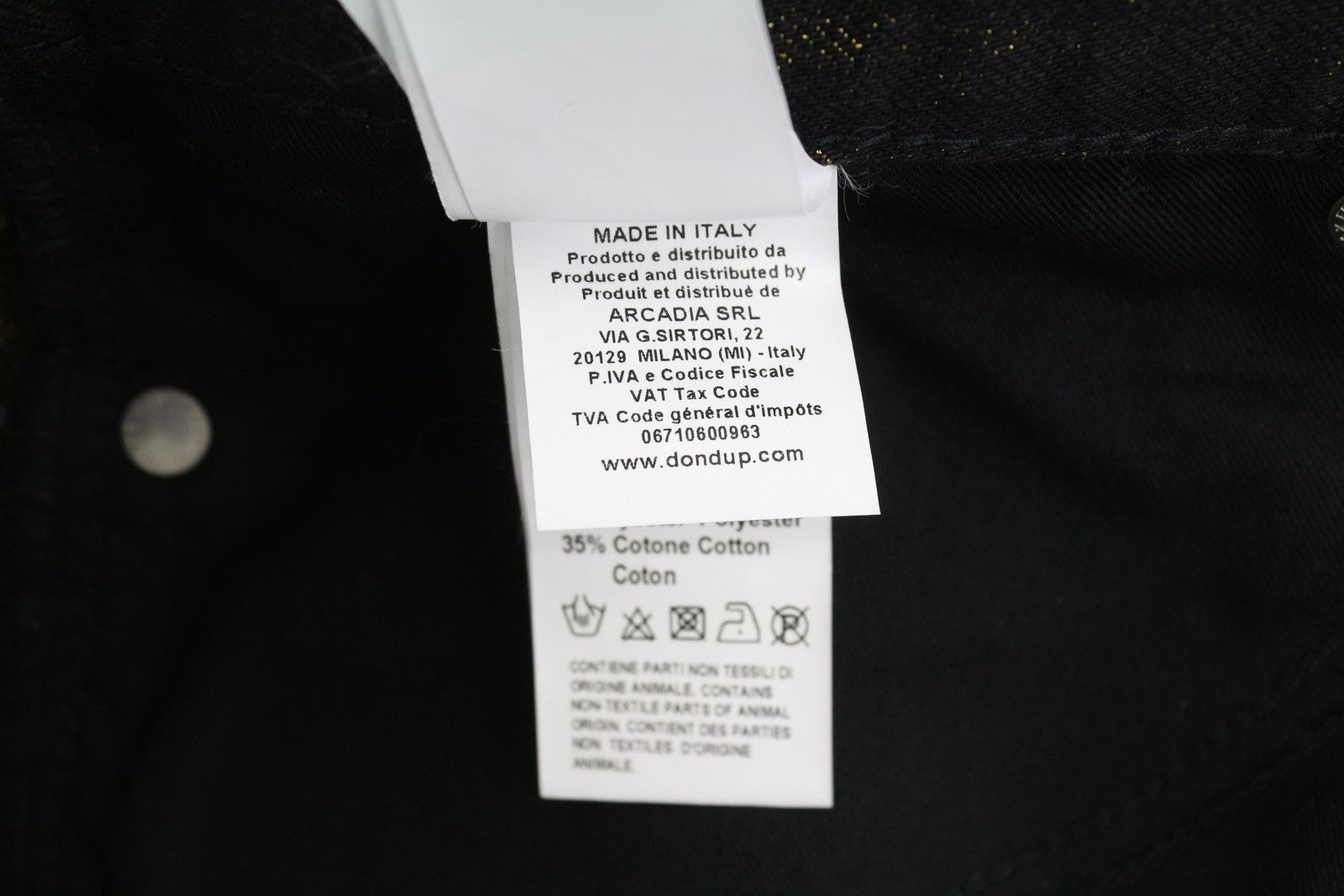 DONDUP Women Jeans 27 Black Gold Glitter Distress Ripped Cropped Loose RRP295