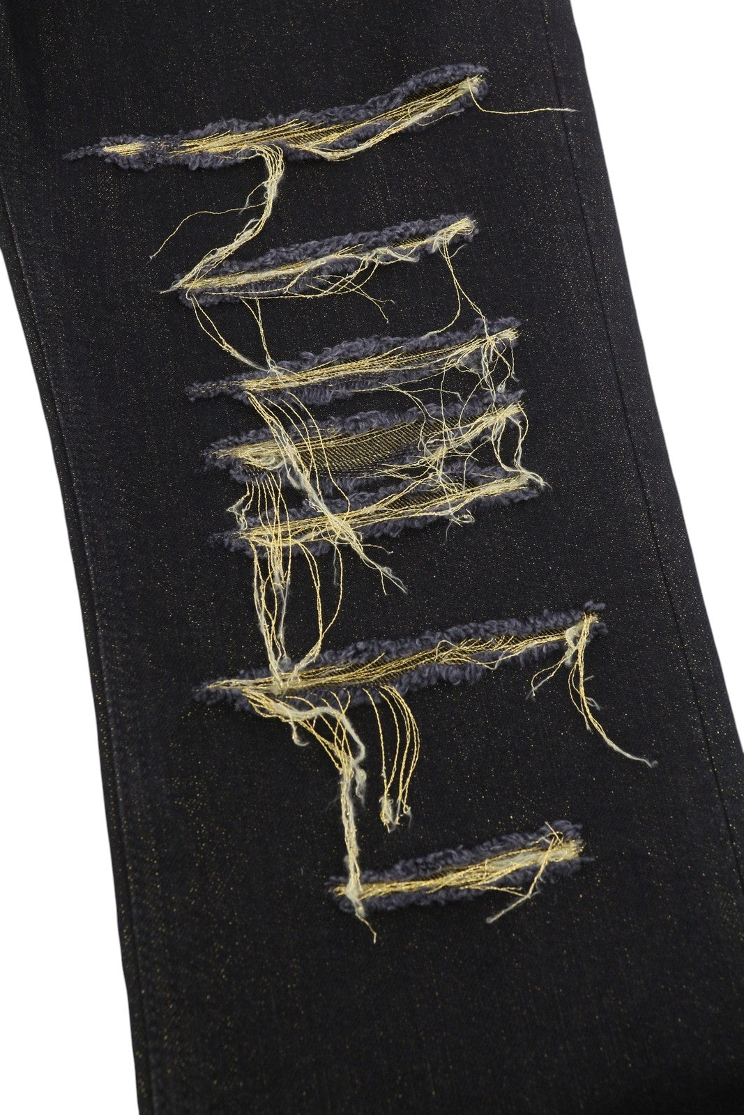 DONDUP Women Jeans 27 Black Gold Glitter Distress Ripped Cropped Loose RRP295