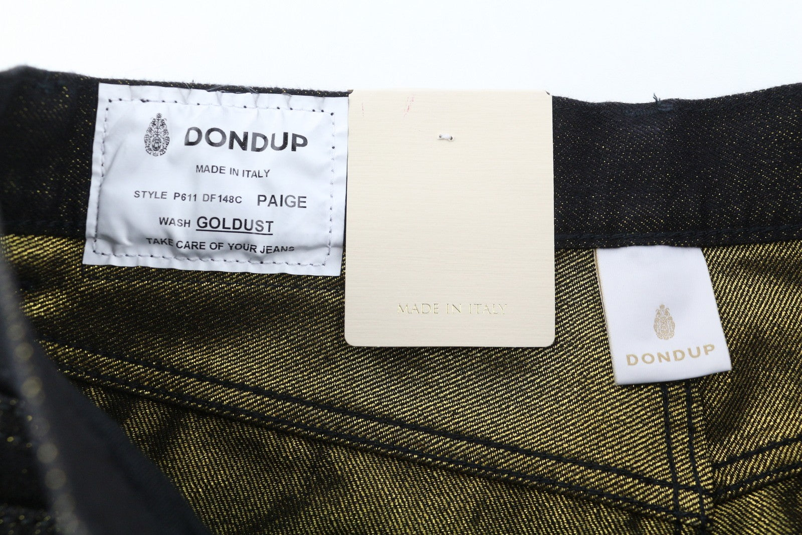 DONDUP Women Jeans 27 Black Gold Glitter Distress Ripped Cropped Loose RRP295