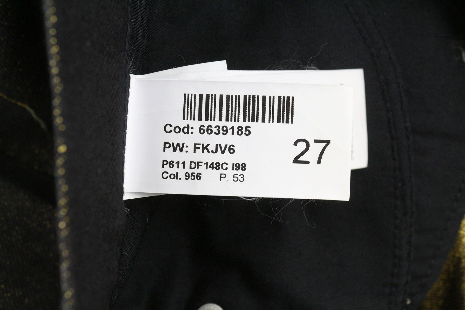 DONDUP Women Jeans 27 Black Gold Glitter Distress Ripped Cropped Loose RRP295