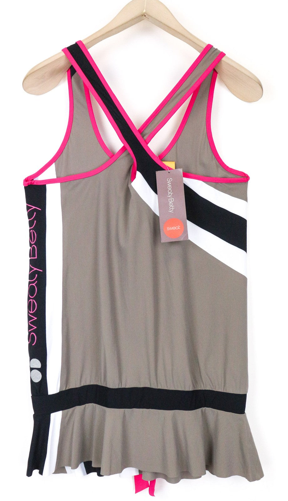 SWEATY BETTY Race Overvest Women's Gym Top L Brown Sleeveless Training Pullover