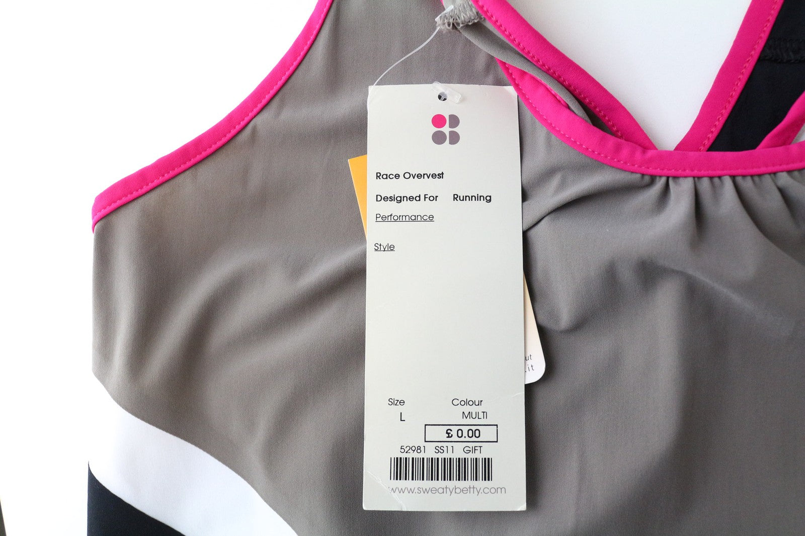 SWEATY BETTY Race Overvest Women's Gym Top L Brown Sleeveless Training Pullover