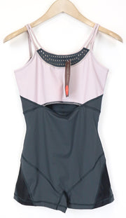 SWEATY BETTY Passe Women's Leotard XS/S Grey Purple Dance Sleeveless Jumpsuit