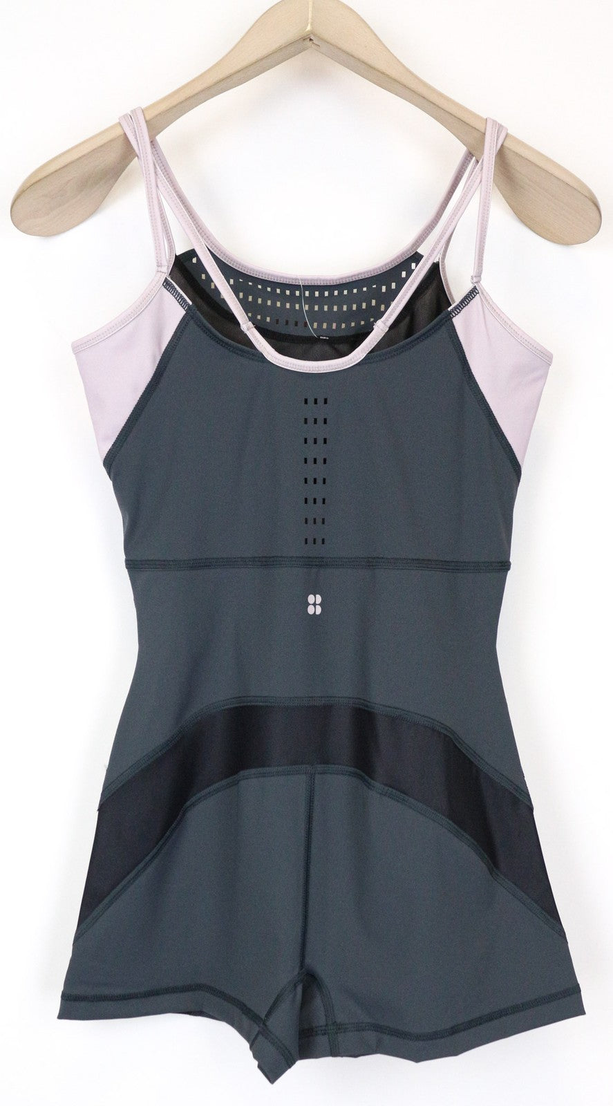 SWEATY BETTY Passe Women's Leotard XS/S Grey Purple Dance Sleeveless Jumpsuit