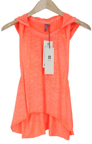 SWEATY BETTY Crop Hoody Women's T-Shirt XL Orange Loose Cotton Blend Vest Top