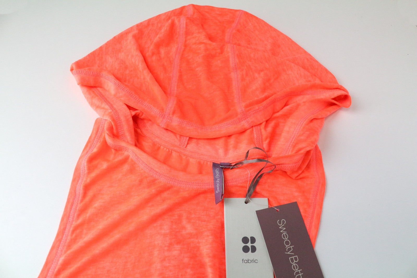 SWEATY BETTY Crop Hoody Women's T-Shirt XL Orange Loose Cotton Blend Vest Top