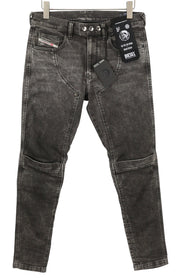 DIESEL D-Dean 009LI Men Jeans W32/L32 Black Faded Slim Fit Stretch Zip Fly Biker