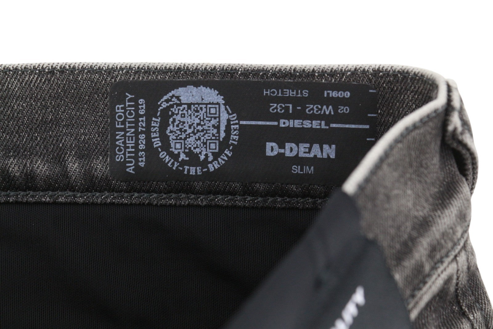 DIESEL D-Dean 009LI Men Jeans W32/L32 Black Faded Slim Fit Stretch Zip Fly Biker