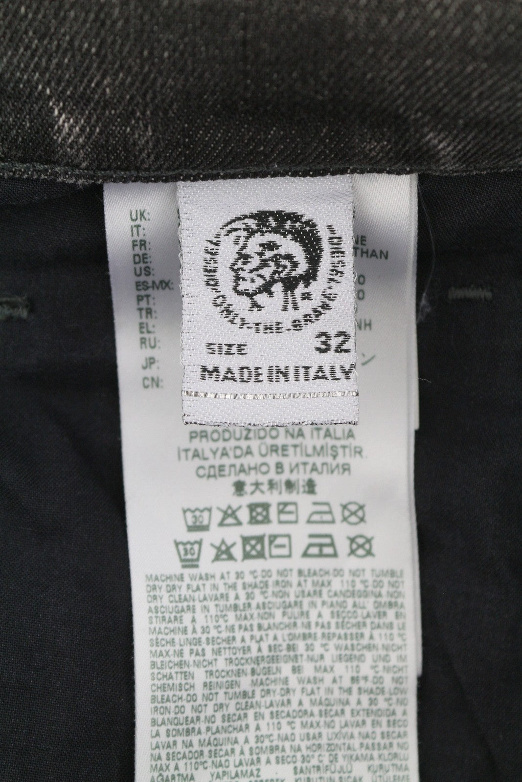 DIESEL D-Dean 009LI Men Jeans W32/L32 Black Faded Slim Fit Stretch Zip Fly Biker