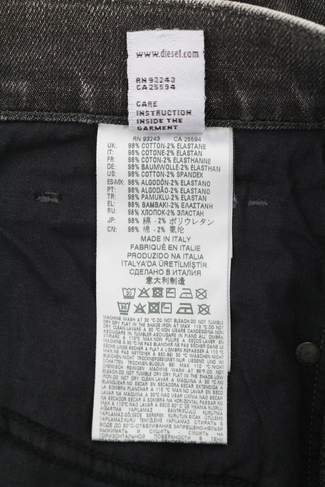 DIESEL D-Dean 009LI Men Jeans W32/L32 Black Faded Slim Fit Stretch Zip Fly Biker