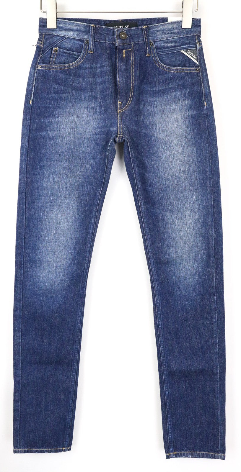 REPLAY Jacksy Women's Jeans W24/L32 Washed Blue Pure Cotton Straight Fit Pants