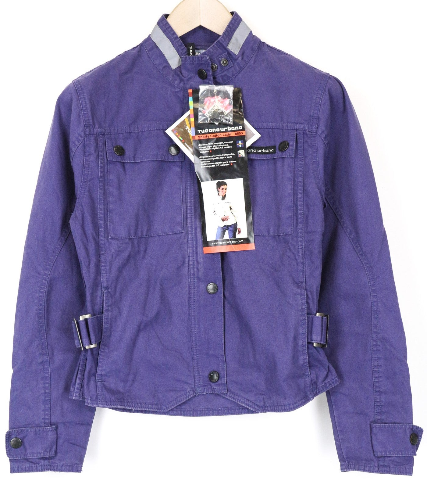 TUCANO URBANO Shorty Women's Jacket IT40 Purple Cotton Zipped Moto Lined Coat