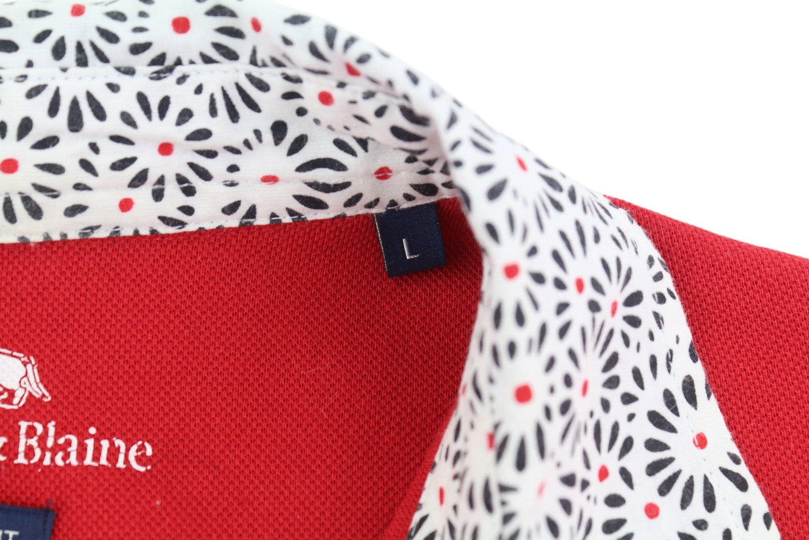 HARMONT & BLAINE Narrow Fit Men Polos L Red Half Button Short Sleeved T-Shirt