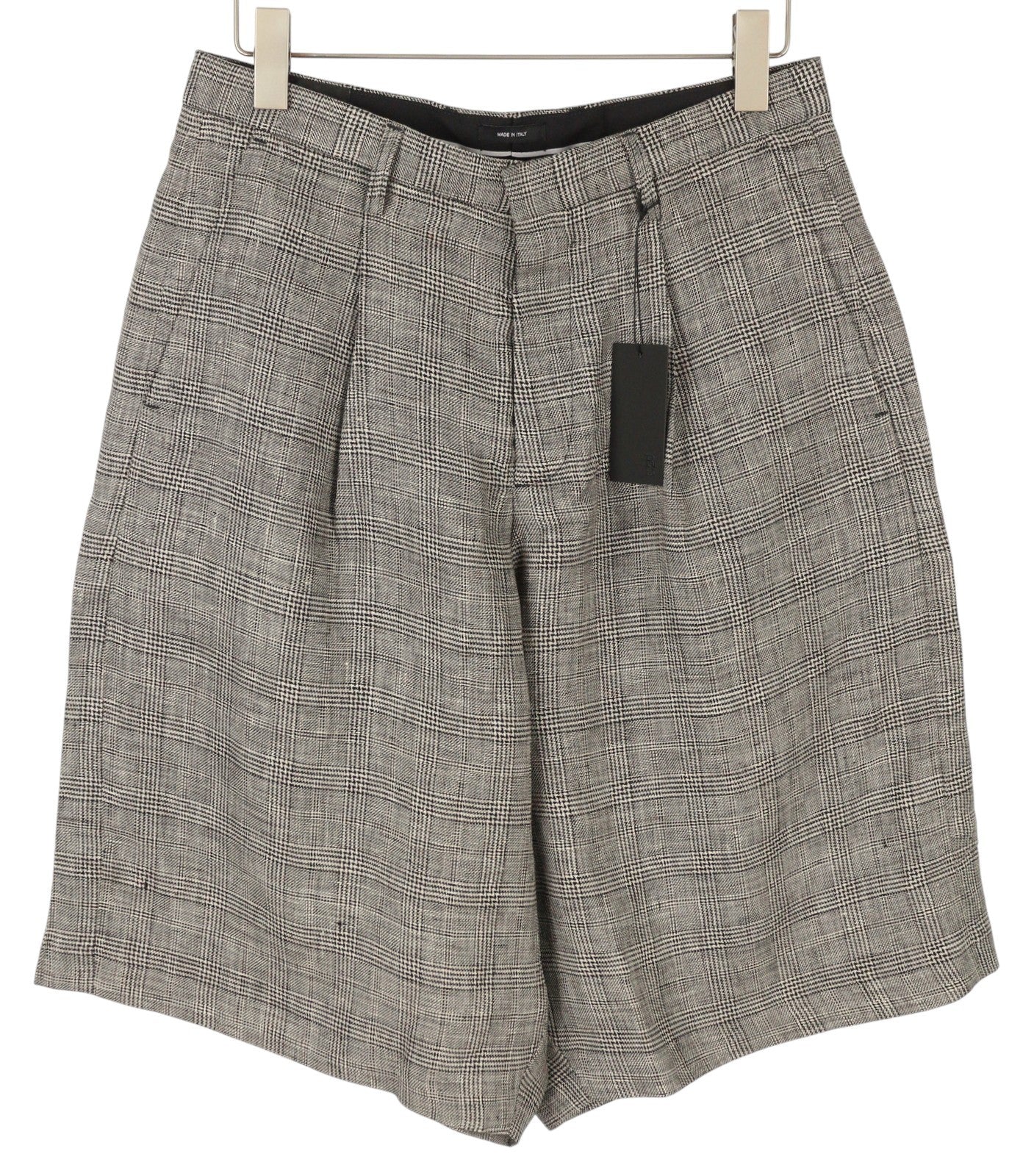 R13 Jumbo Tailored Women Shorts 27 Brown Linen Bermuda Drop Crotch SS25 RRP799