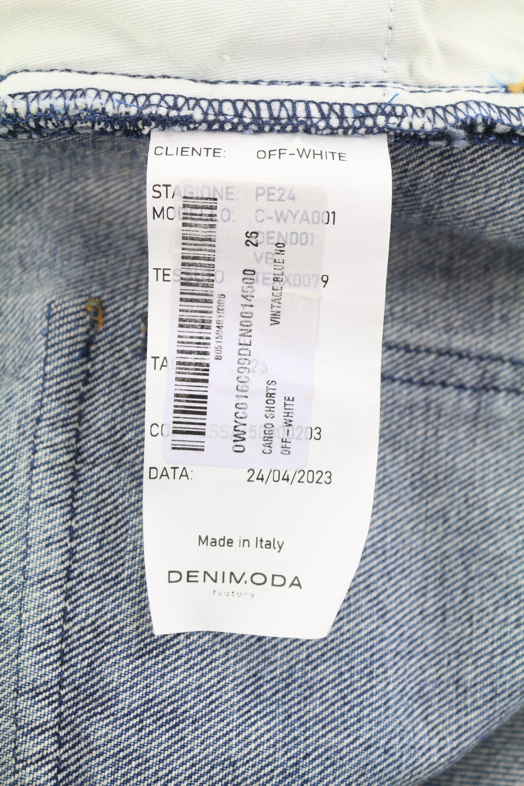 OFF-WHITE Cargo Women Shorts W26 Denim Blue Faded Distress Button Fly Pockets