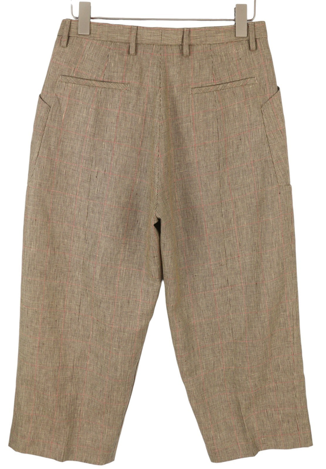 R13 Pleated Pocket Women Trousers 27 Brown Wool Linen Patterned Cropped SS25