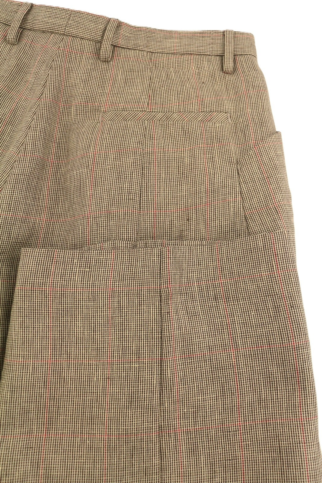 R13 Pleated Pocket Women Trousers 27 Brown Wool Linen Patterned Cropped SS25