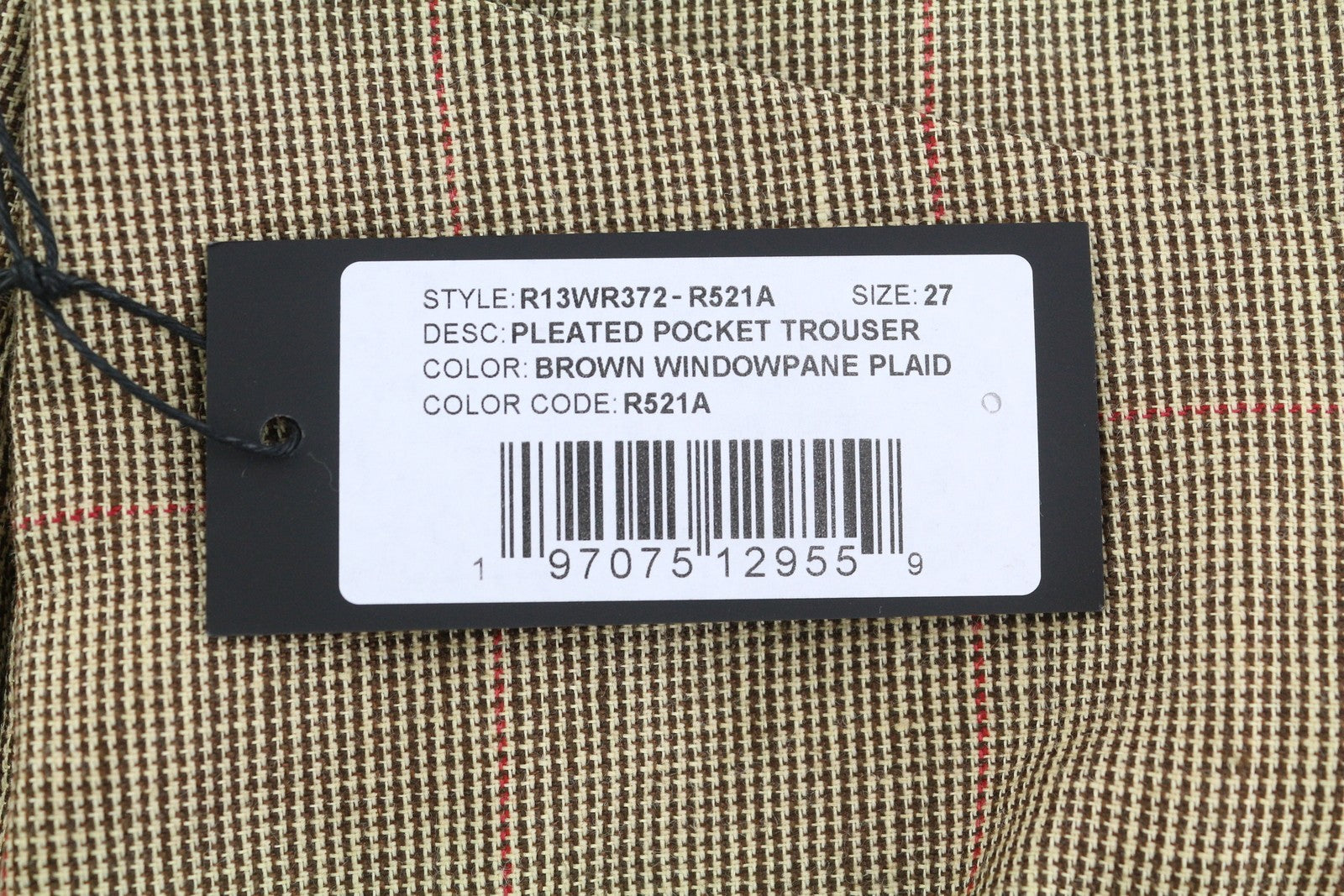 R13 Pleated Pocket Women Trousers 27 Brown Wool Linen Patterned Cropped SS25