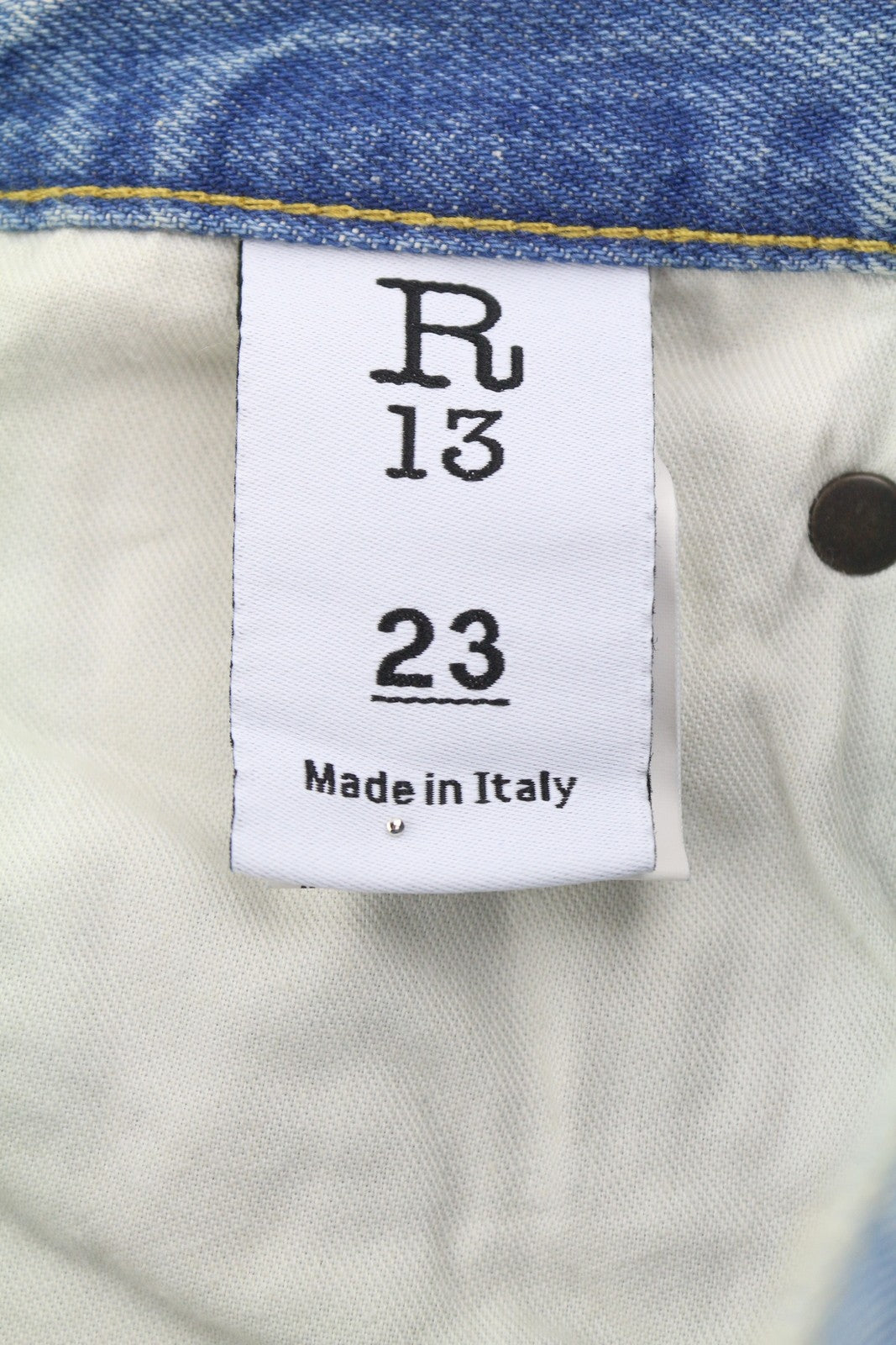 R13 Cross Over Women Jeans 23 Merrin Blue Faded Asymmetric Straight PF25 RRP795