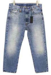 R13 Boyfriend Women Jeans 28 Jasper Cropped Zip Fly Whiskers Faded Blue FW25