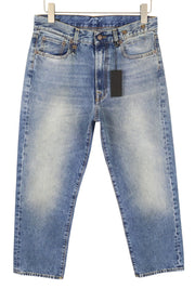 R13 Boyfriend Women Jeans 27 Jasper Cropped Zip Fly Whiskers Faded Blue FW25