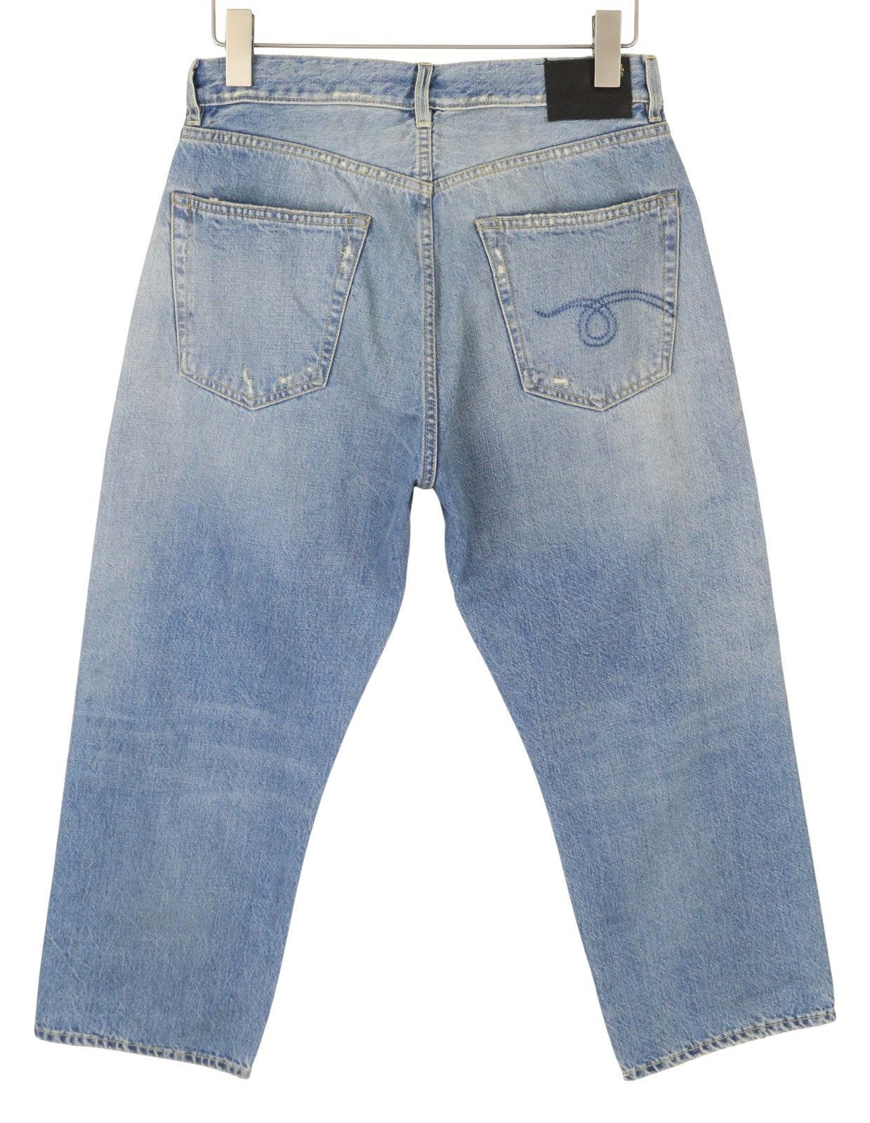 R13 X-BF Women Jeans 27 Merrin Blue Whiskers Faded Cropped Zip Fly Denim PF25