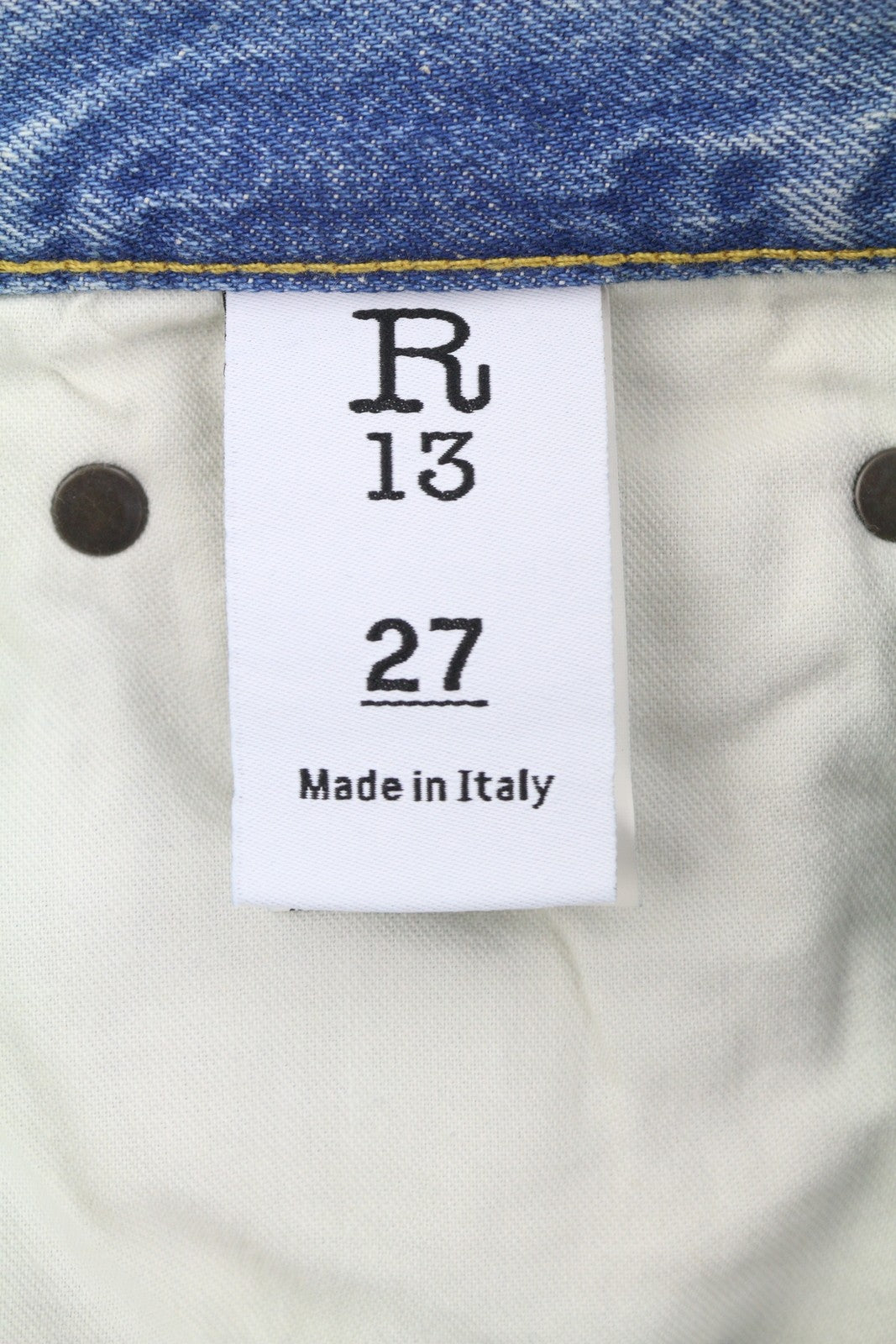 R13 X-BF Women Jeans 27 Merrin Blue Whiskers Faded Cropped Zip Fly Denim PF25