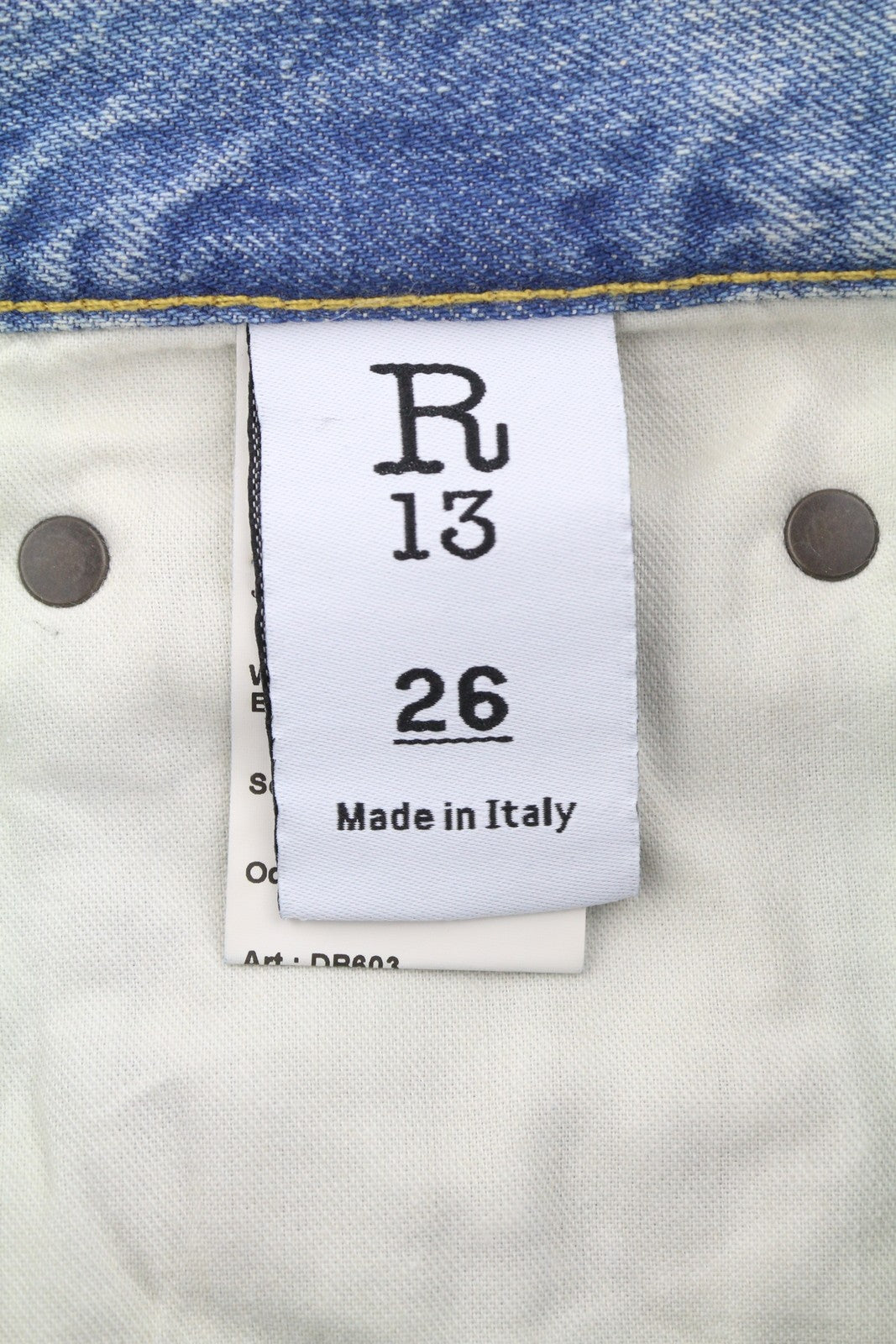 R13 X-BF Women Jeans 26 Merrin Blue Whiskers Faded Cropped Zip Fly PF25 RRP795