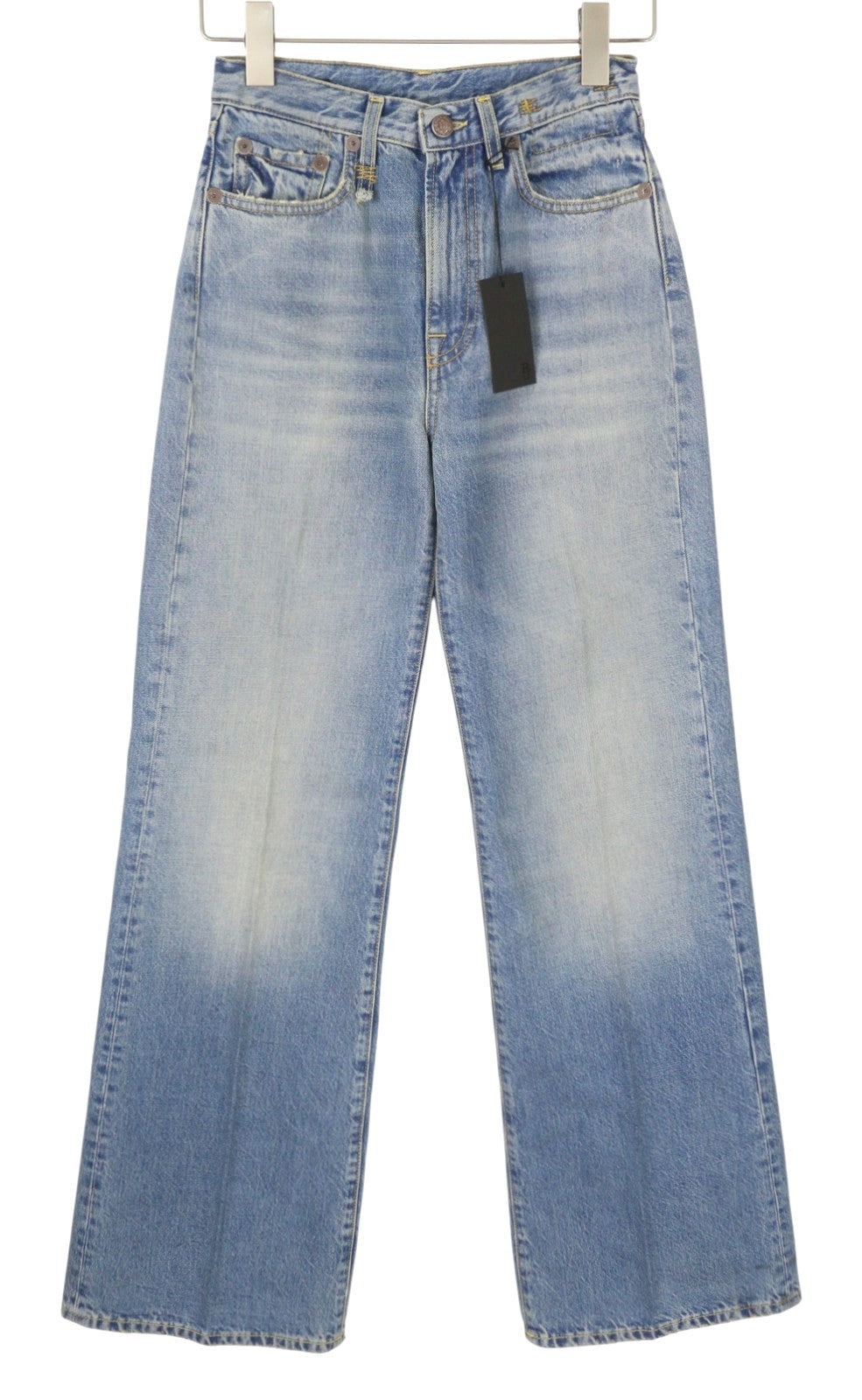 R13 Charlotte Women Jeans 25 Merrin Blue Faded Flared High Rise PF25 RRP795