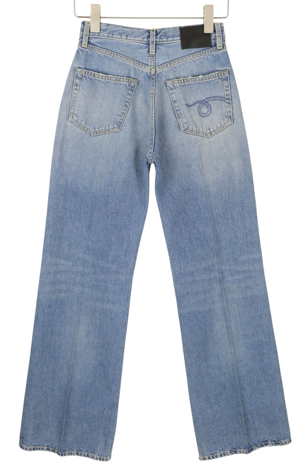 R13 Charlotte Women Jeans 25 Merrin Blue Faded Flared High Rise PF25 RRP795